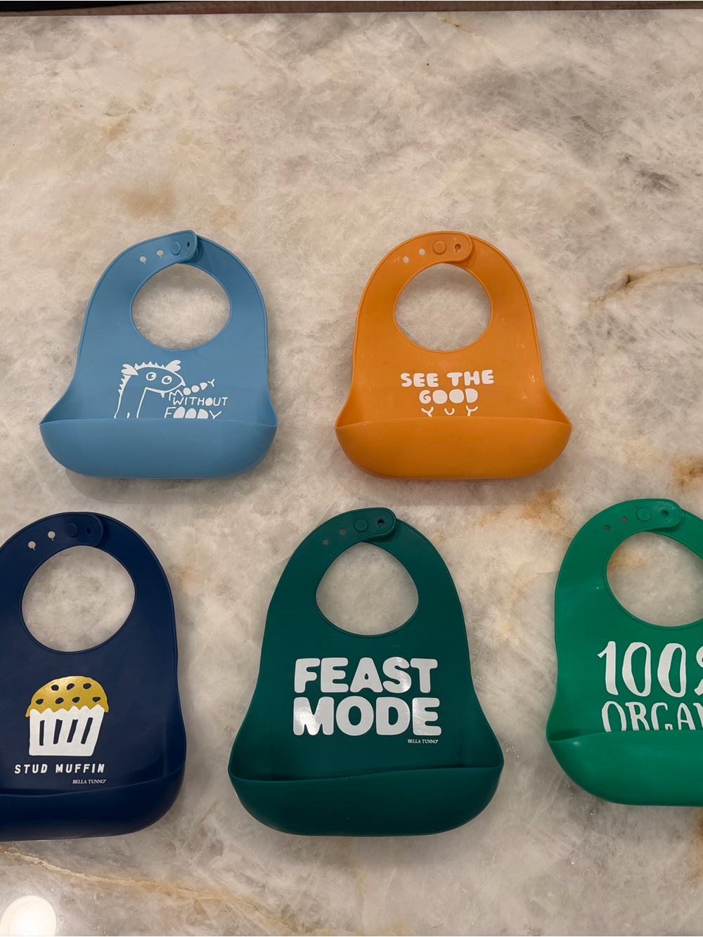 Bella Tunno Silicone Baby Bib Set of 5 - moodie without foody, stud muffin